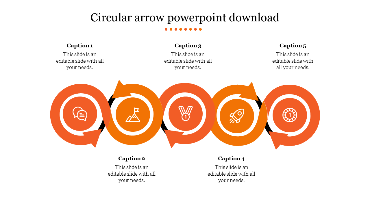 Circular arrow powerpoint download-5-Orange